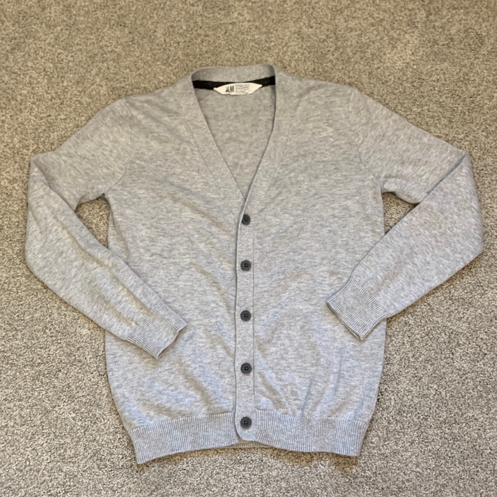 H&M Boys Cotton Cardigan Sweater in Grey Size 8-9